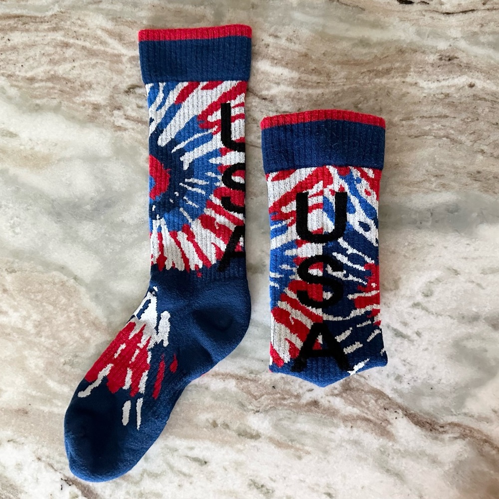 USA Tie Dye Red White & Blue Americana Socks - American Flag / 4th of July